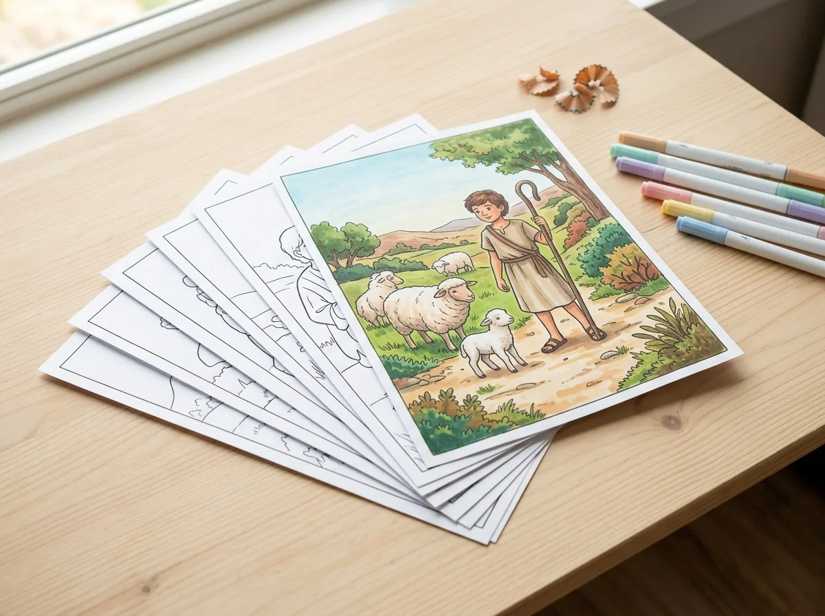 Fan of loose printed coloring pages ready to color