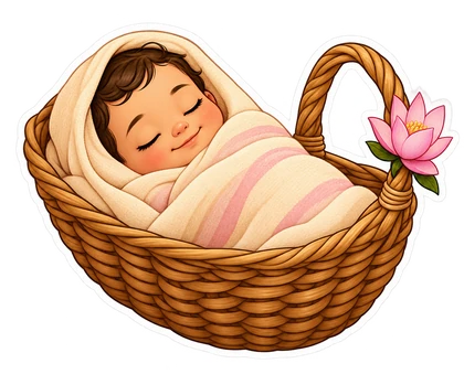 Baby Moses in Wicker Basket